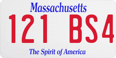 MA license plate 121BS4