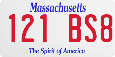 MA license plate 121BS8