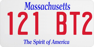 MA license plate 121BT2