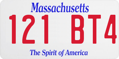 MA license plate 121BT4