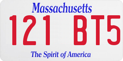 MA license plate 121BT5