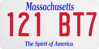 MA license plate 121BT7