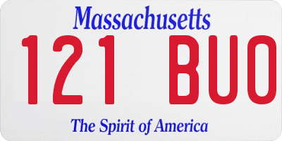 MA license plate 121BU0