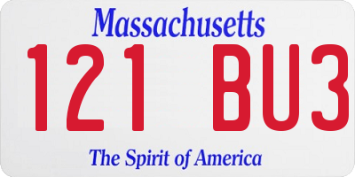 MA license plate 121BU3