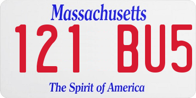 MA license plate 121BU5