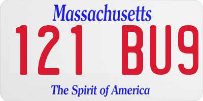 MA license plate 121BU9