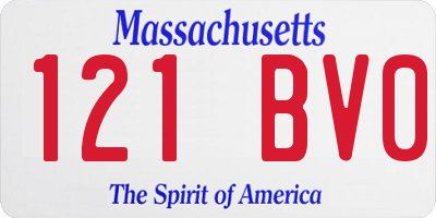 MA license plate 121BV0