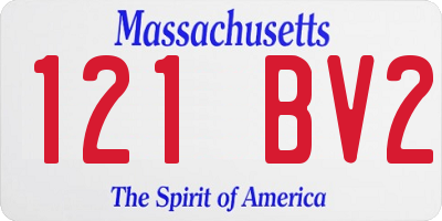 MA license plate 121BV2