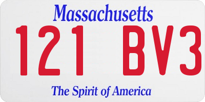 MA license plate 121BV3