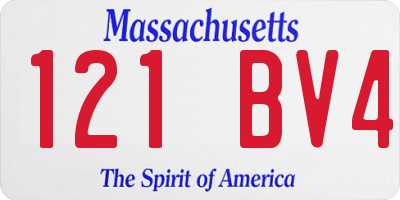 MA license plate 121BV4