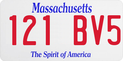 MA license plate 121BV5