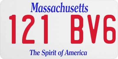 MA license plate 121BV6