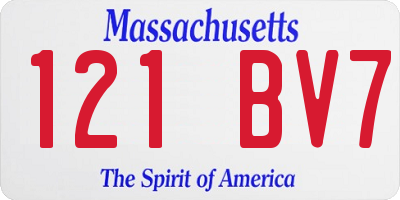 MA license plate 121BV7