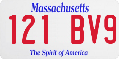 MA license plate 121BV9