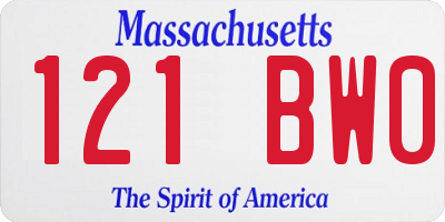 MA license plate 121BW0