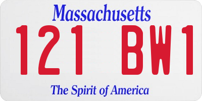 MA license plate 121BW1