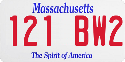 MA license plate 121BW2