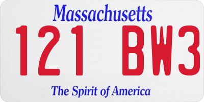 MA license plate 121BW3