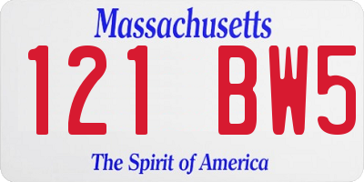 MA license plate 121BW5