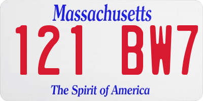 MA license plate 121BW7