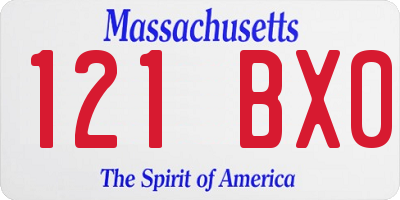 MA license plate 121BX0