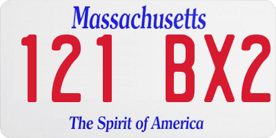 MA license plate 121BX2