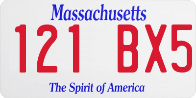 MA license plate 121BX5