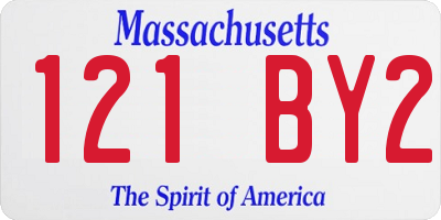 MA license plate 121BY2