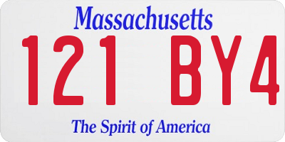 MA license plate 121BY4