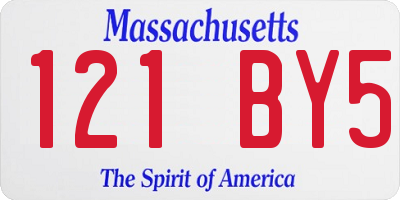 MA license plate 121BY5