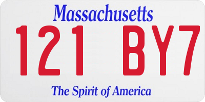 MA license plate 121BY7