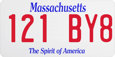 MA license plate 121BY8
