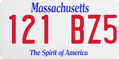 MA license plate 121BZ5