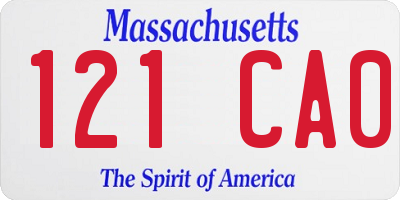 MA license plate 121CA0