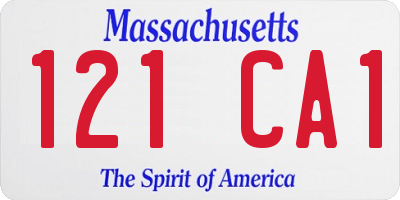 MA license plate 121CA1