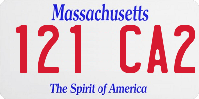 MA license plate 121CA2