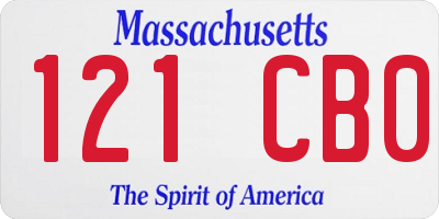 MA license plate 121CB0