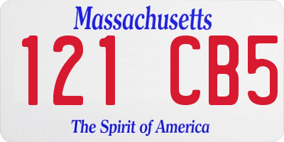 MA license plate 121CB5