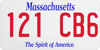 MA license plate 121CB6