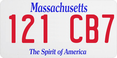 MA license plate 121CB7