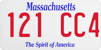 MA license plate 121CC4