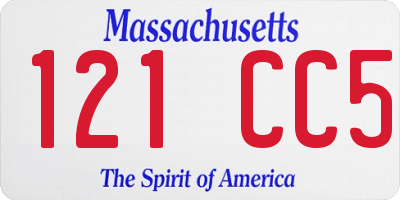 MA license plate 121CC5