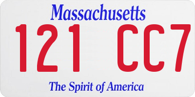 MA license plate 121CC7