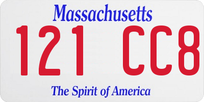 MA license plate 121CC8
