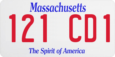 MA license plate 121CD1