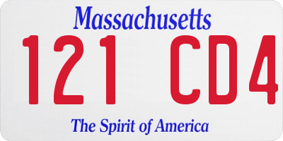 MA license plate 121CD4