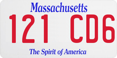 MA license plate 121CD6