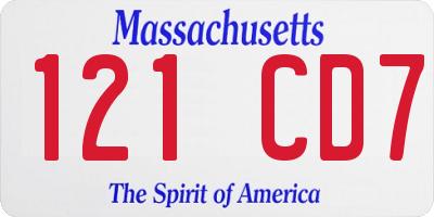 MA license plate 121CD7