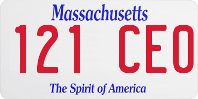MA license plate 121CE0