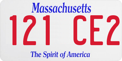MA license plate 121CE2